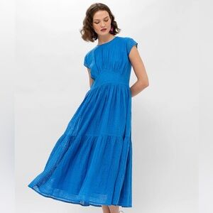 Oliphant Cap Sleeve Midi Dress - Delray Blue